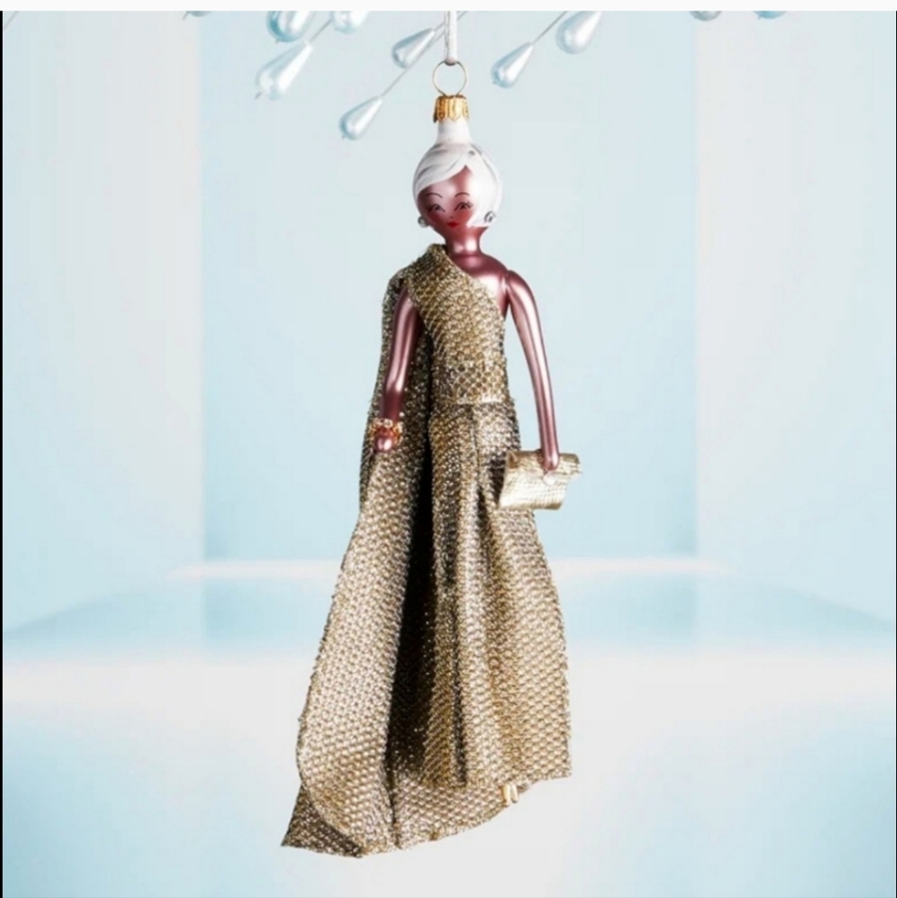 Soffieria De Carlini Lady In Gold Ornament Mouth Blown Glass BNWT SO RETIRED